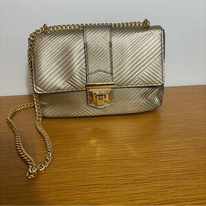 ALDO Gold Metallic Crossbody Purse Geometric Evening Bag